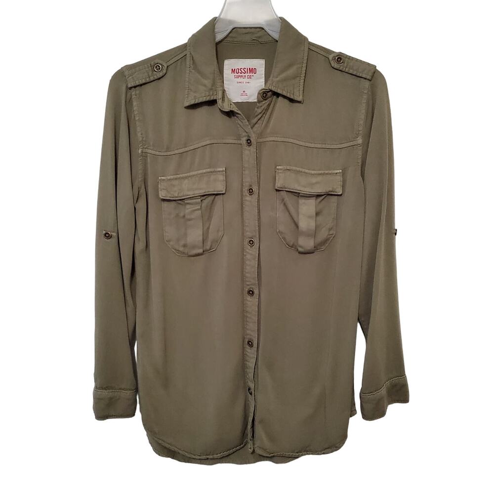 Mossimo Supply Co. Khaki Button-Up Women's Blouse
